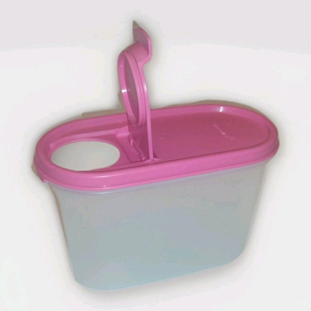 Tupperware Oval Modular Mate 1612-13 Hot Pink Flip Top Lid 4 3/4 Cup Storage